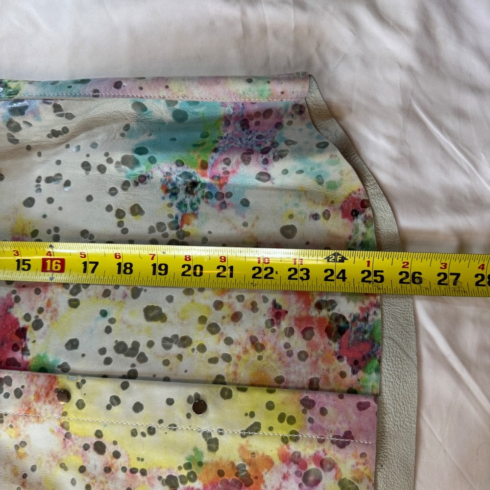 Blu Ice Leather Shirt Wearable Art Paint Splatter Snap Front Women's Size Small - Picture 5 of 6